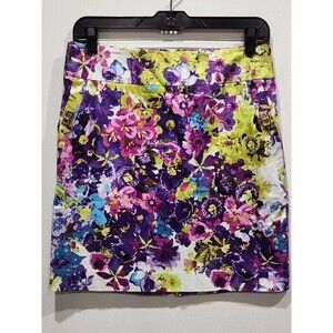 Vintage Adrienne Vittadini Floral Print Turn Lock Pockets Mini Skirt, 4